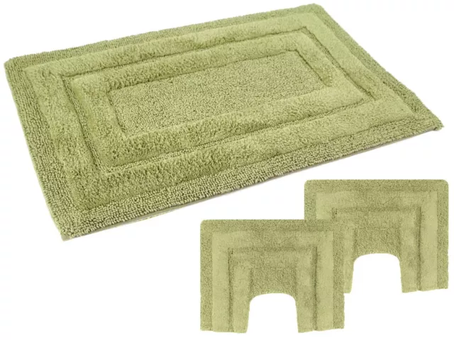 SET 3 PEZZI di tappeti bagno PHP in puro cotone con antiscivolo