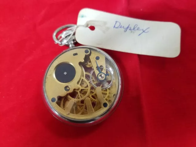 RARE! DUPLEX New England Watch Co. "SKELETON DUPLEX" Pocket Watch NEW OLD STOCK 2