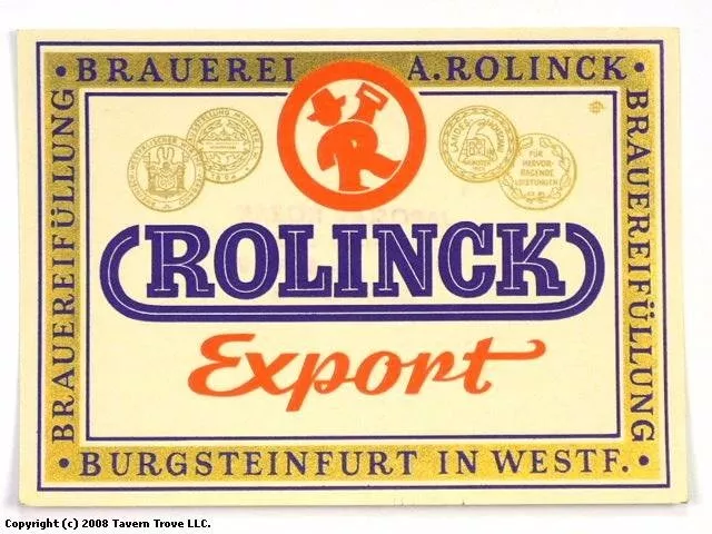 1960s Germany Burgsteinfurt Rolinck Export Bier V1 Beer Label Tavern Trove