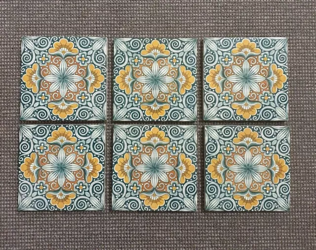 🔶️6 Minton Majolica Victorian Art Nouveau Jugendstil Aesthetic Tiles Dr Dresser