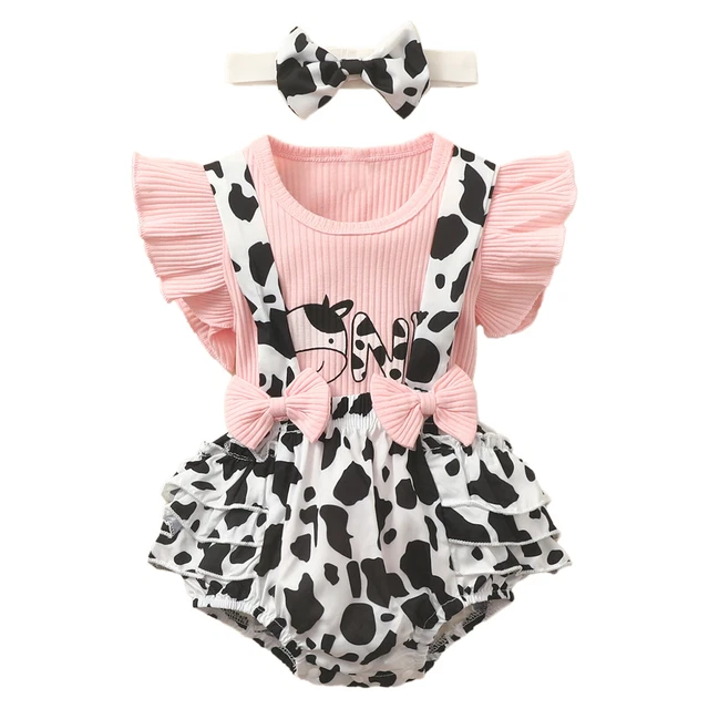 Abiti neonata bambina casual arricciacapelli + pantaloncini a sospensione + set fascia
