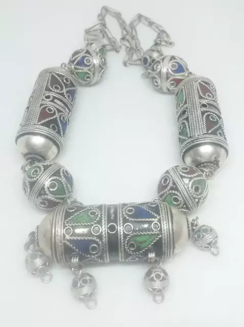 Moroccan african Berber enameled artisan necklace