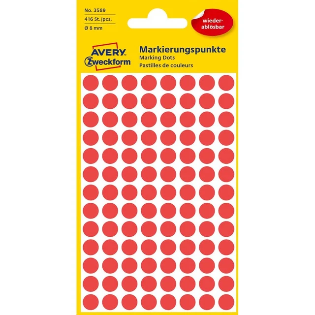 AVERY Zweckform Klebepunkte 3589 rot Ø 8,0 mm
