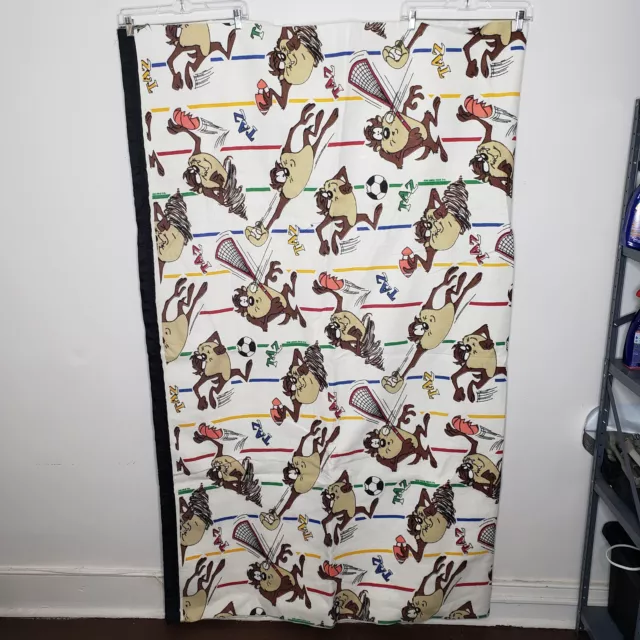 Vintage 90s Looney Tunes Taz Sports Throw Blanket Vtg Made in USA 85 x 72