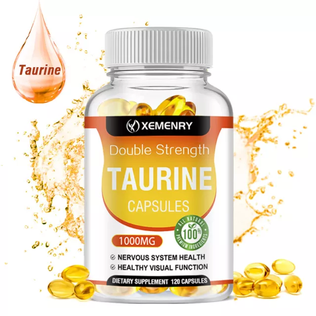 Double Strength Taurine Capsules 1000mg - Supports Brain, Vision & Muscle Health