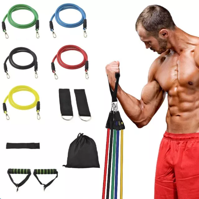 Bande Fasce Elastiche Kit 10 pz Resistenza Allenamento Sport Yoga Maniglie Pesi