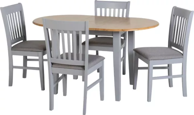 Oxford Extending Dining Set Table Grey and Natural Oak with Grey Fabric Chair