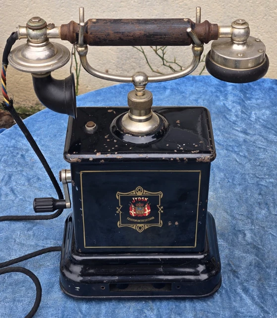 Jouet Ancien Téléphone En Tôle Peint Noir - Vintage, Made In France, Occasion