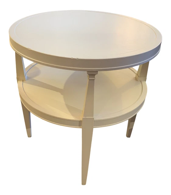Neoclassical Traditional Two Tier Wood Round Center Table in Beige Finish