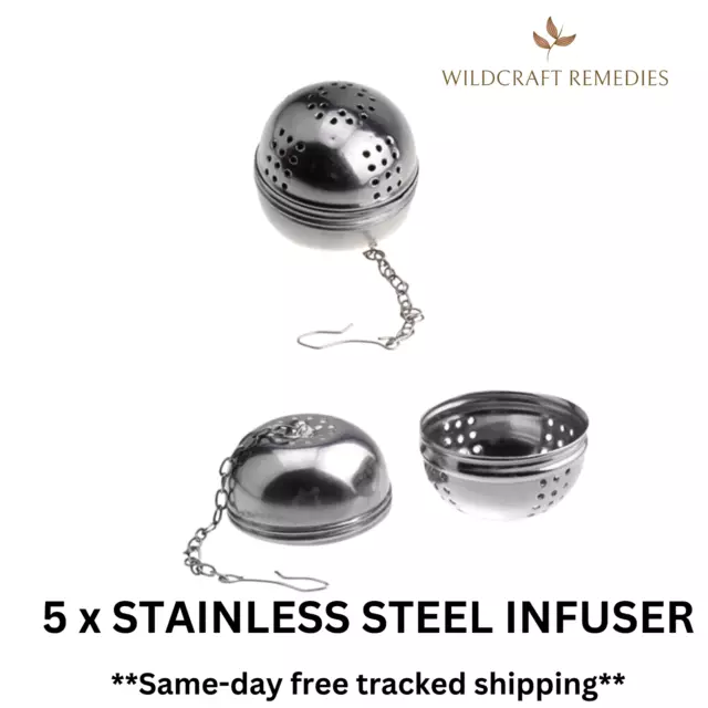 5 x  STAINLESS STEEL BALL & CHAIN TEA HERB SPICE INFUSER FILTER BULK