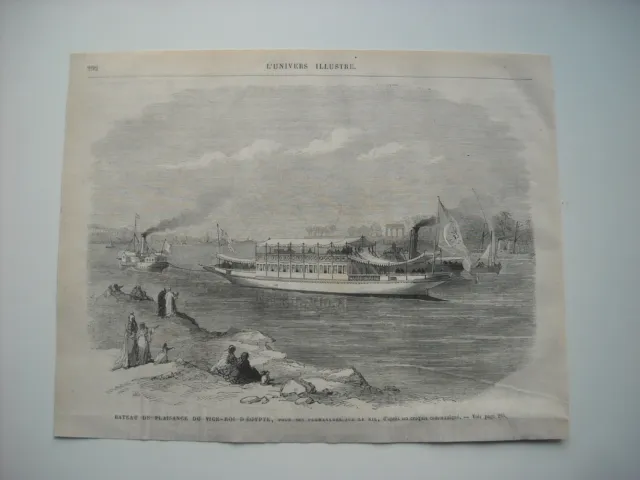 1869 Engraving. Viceroy Of Eegypt Pleasure Boat, Nile Walks...