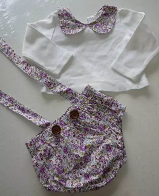 Baby Girls Approx 3-6M Top & Bloomer/Knicker Set Spanish/Romany Style