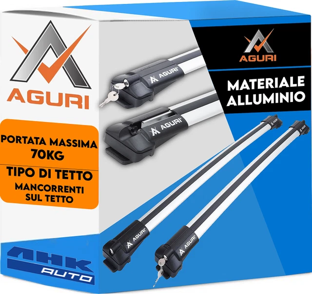 MENABO Barre Portatutto Tiger XL Per Peugeot 308 SW Dal 2014, Con Railing Integrati. Alluminio Silver 135 Cm, Portata 75 Kg, Chiusura Antifurto.