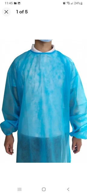 120 Medical Dental Disposable Isolation Gowns Sz. LARGE Individually Wrapped PPE