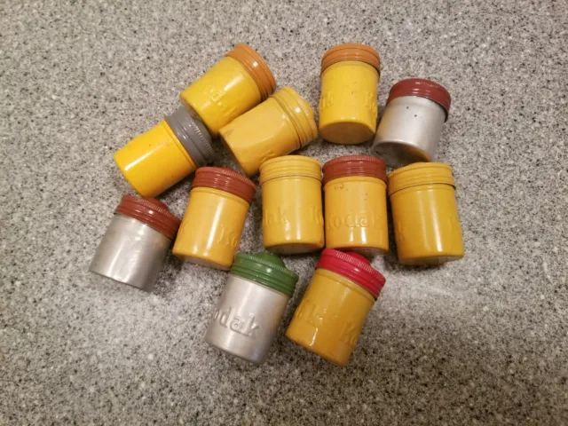 Vintage Kodak Metal Film Can Canister with Exposed Film Lot of  12