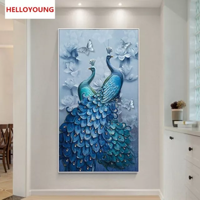 DIY Diamond Painting 5D Full Diamond Embroidery Blue Peacock Cross Stitch Kits