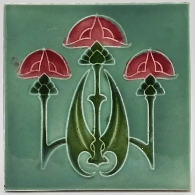 Antique Fireplace Tile Art Nouveau Gothic Design Rhodes Tile Co 1906