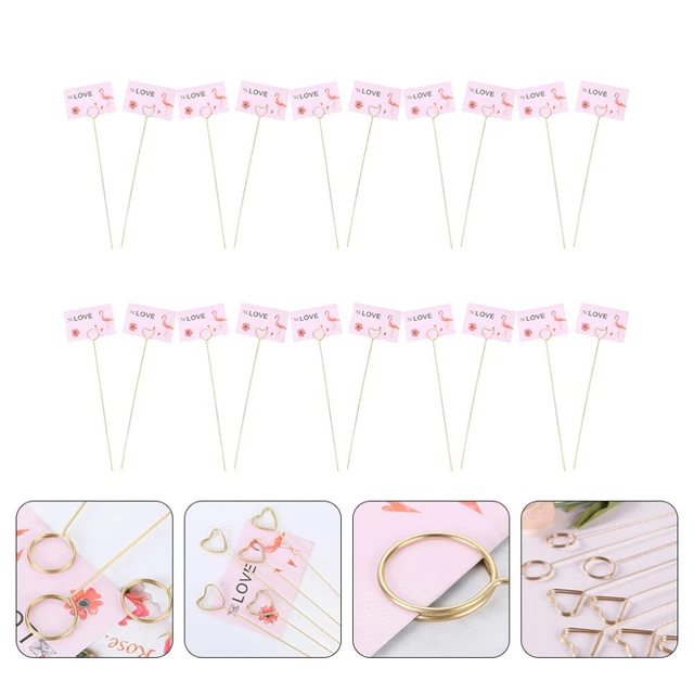 20 piezas Disposición Tarjeta Clip Floral Lugar Portatarjetas Decoración (Dorado)