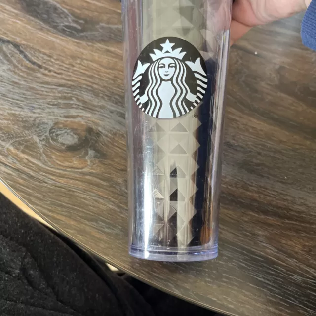 Starbucks 24 oz venti cold cup Tumbler, Clear, Black And Iridescent,  No Straw