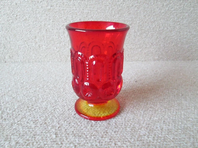 Moon and Star Pattern Glass LE Smith AMBERINA Glass Urn Vase Vintage