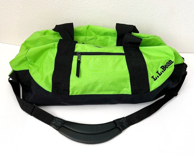 L.L. Bean Adventure Duffle Lime Green Medium Nylon Travel Shoulder Bag Hiking