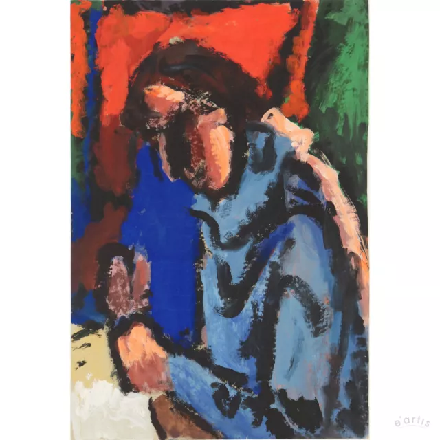 Fritz Keller Gouache Mario Porträt Spätexpressionismus Sachsen Unikat Vp: 4420€*