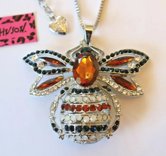 NEW! Betsey Johnson Crystal Rhinestone Bee Necklace Pendant