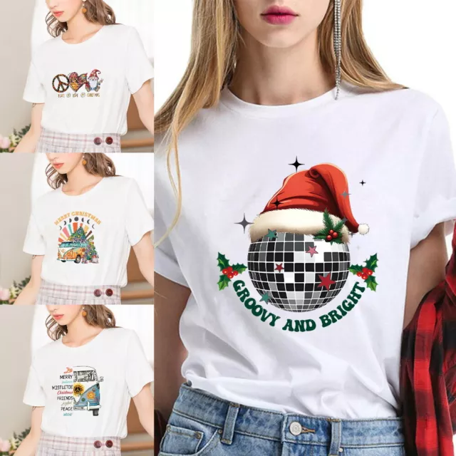 Womens Christmas Tees Funny Xmas Themed T-shirts Funky Festive Prints S-XXL UK