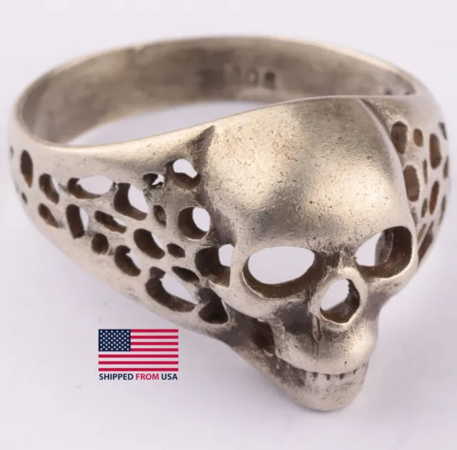 SKULL Ring STERLING Silver 830S Talisman Charm Soldiers AMULET Jewelry UNISEX