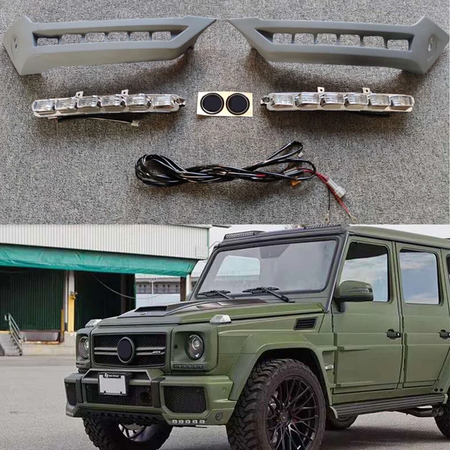 Front Bumper Lights LED Set Protecor Cover Fits For Mercedes Benz W463 G500 G550