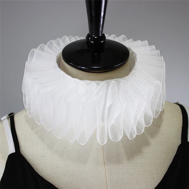 Rete Chiffon a Pieghe Falso Collari Finto Staccabile Colletto Palco Fotografia