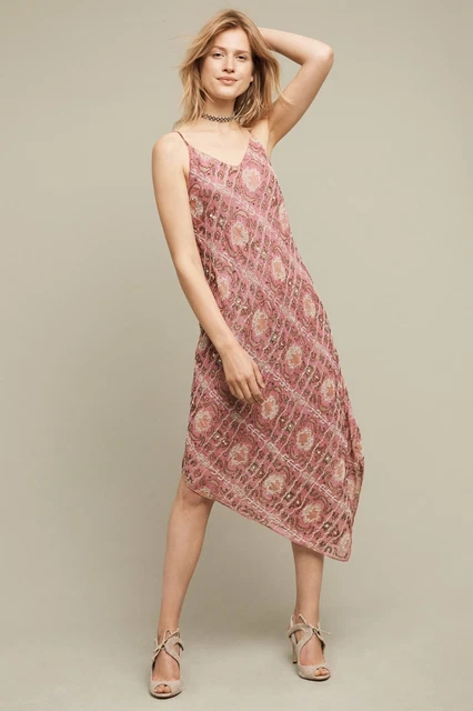NWT $458.00 ANTHROPOLOGIE Lilou Beaded Slip Dress By Floreat Sz. 6 $113.97 