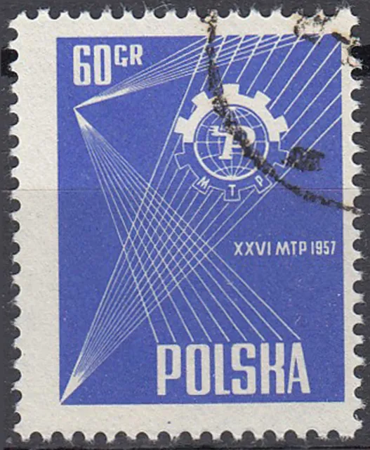 Polen gestempelt Zahnrad Weltkugel Globus Gedenken Jahrgang 1957  / 1042