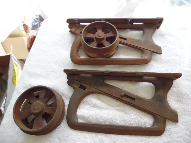 Antique Vtg Set Of IVES? 1886 Pocket Door Hanger Roller Single Cast Iron Sliders