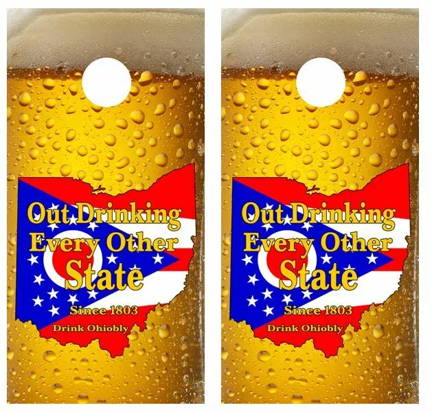 Ohio Out Drinking Every Other State Cornhole Board Wraps FREE LAMINATION #3364