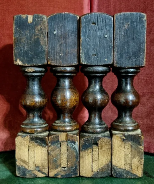 4 Victorian rosette wood carving Column Antique french architectural salvage 9" 8