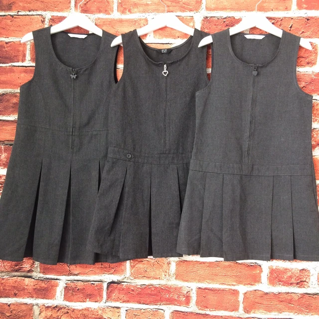 Girls 6-7 Years Grey Pinafore Dress School Uniform Bundle Excellent M&S & F&F