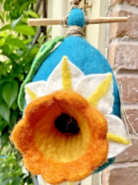 Bird House Wool Felt Wild Woolies Daffodil Bird House Kathmandu Global Made NWT