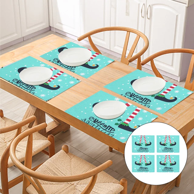 4 Pcs Weihnachtsschneeflocke-Tabelle Frohe Weihnachten Tischsets Esstisch