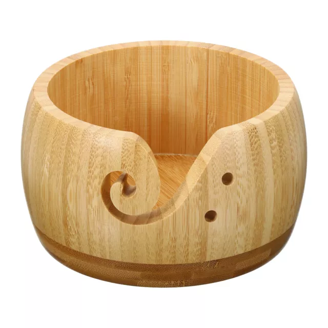 Wooden Yarn Bowl with Holes, Handmade Craft Bowl Storage and Yarns, 6"