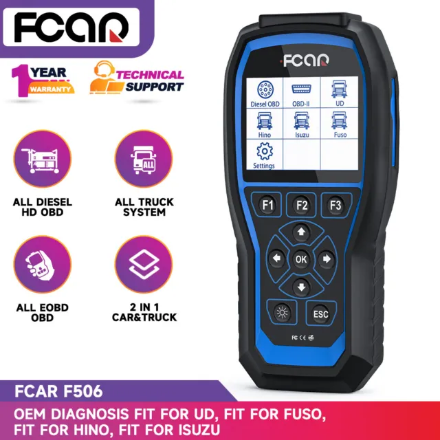 FCAR F506 Heavy Duty Truck Scanner All System Diagnostic Scan Tool Battery SRS