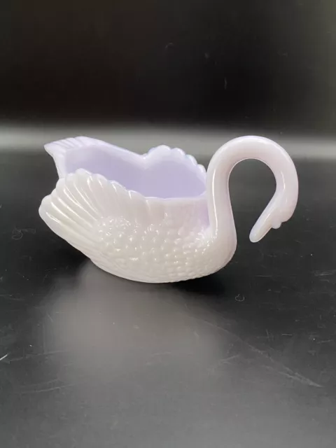 Vintage Boyds Opalescent Lavender Art Glass Swan Trinket Jewelry Dish Large Salt