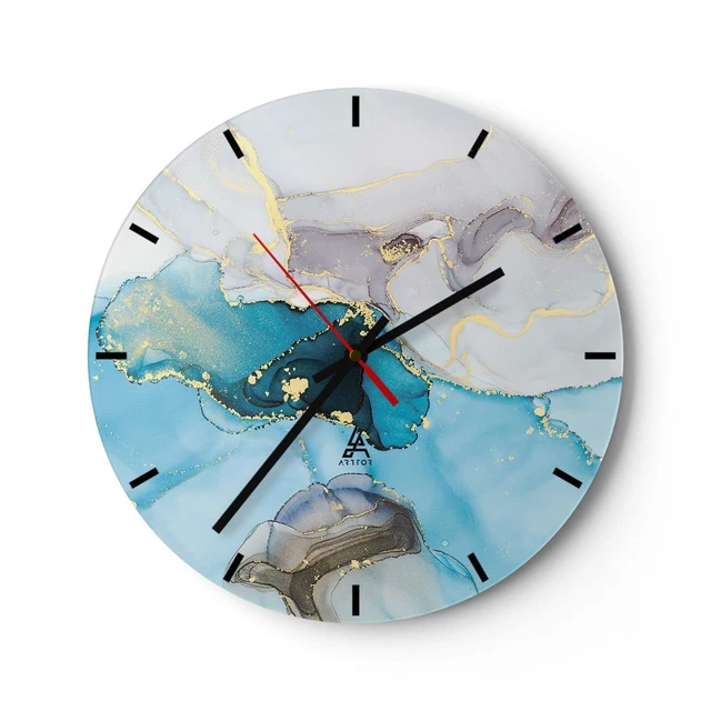 Horloge murale en verre 40x40cm Silencieuse Marbre Pierre