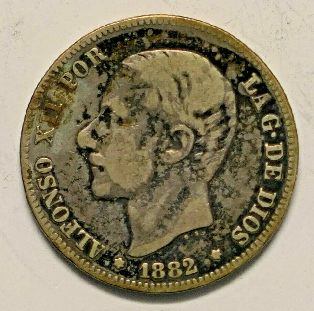 Pièce Argent 2 Pesetas, 1882, Espagne