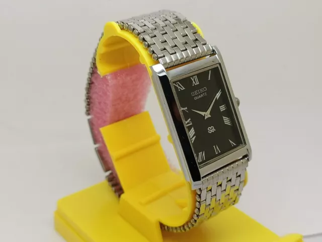 Montre-bracelet Vintage Seiko Quartz cadran noir super mince pour homme en...