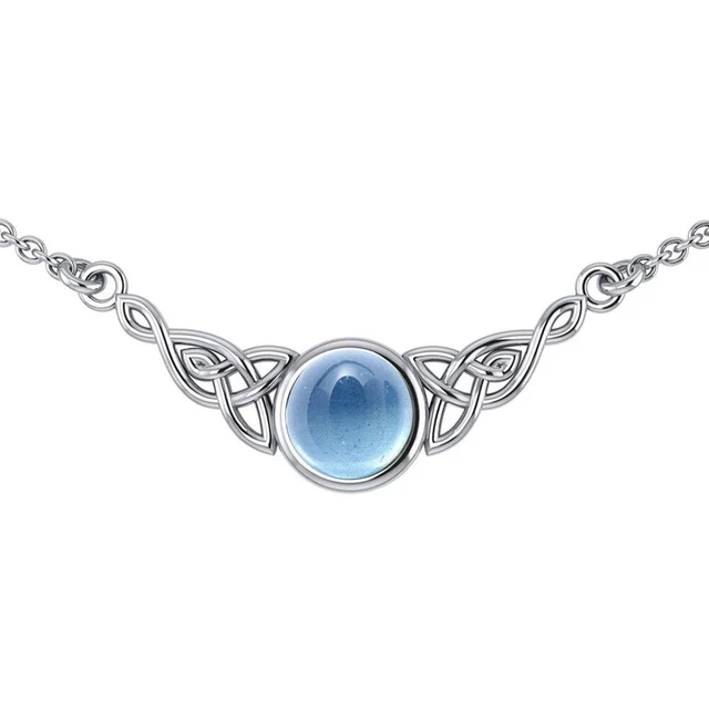 Celtic Knot .925 Sterling Silver Necklace Centerpiece Gem Peter Stone Jewelry