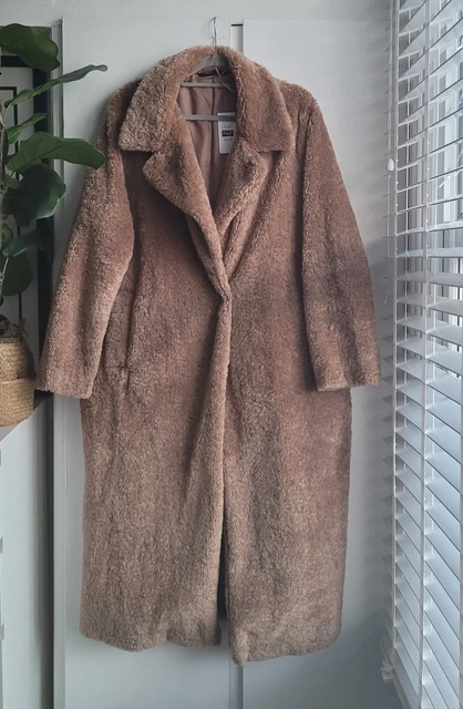 TESCO F F LONG Teddy Coat Pockets Lined Size S New With Tags Designer Dupe 79.99 PicClick UK