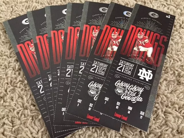 UGA Georgia Bulldogs vs. Notre Dame Fighting Irish Ticket Stub from 9/21/19