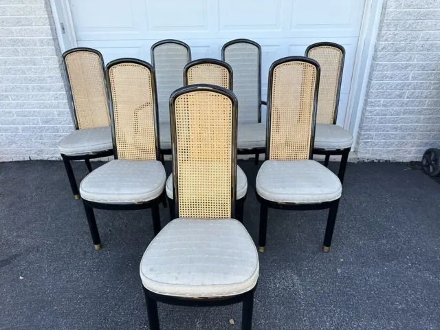 Henredon Solid Wood Cane Highback Dining Chairs set of 8