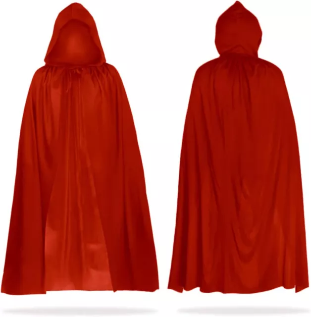 RED Hooded Velvet Cloak Robe Medieval Witchcraft Cape Robe Costume Unisex Medium